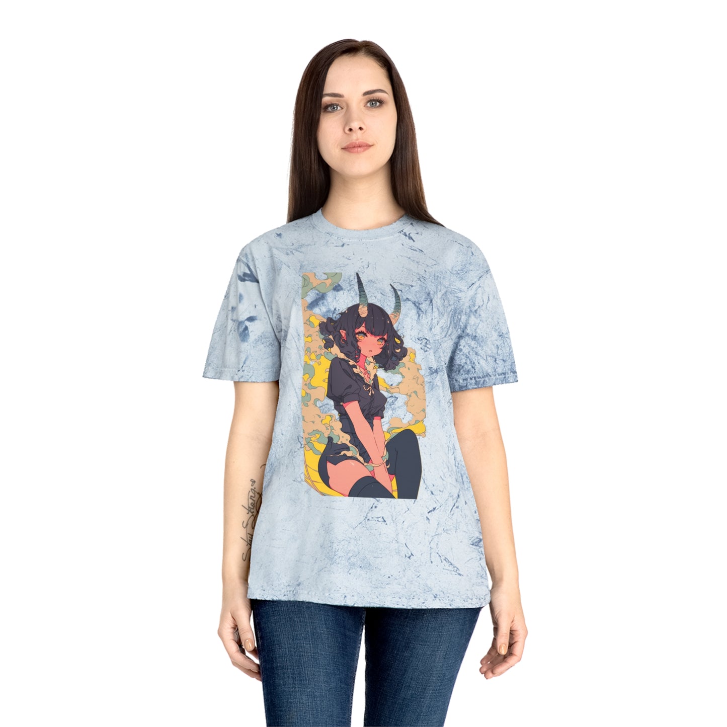 Color Blast T-Shirt with Kawaii Demon Girl Design