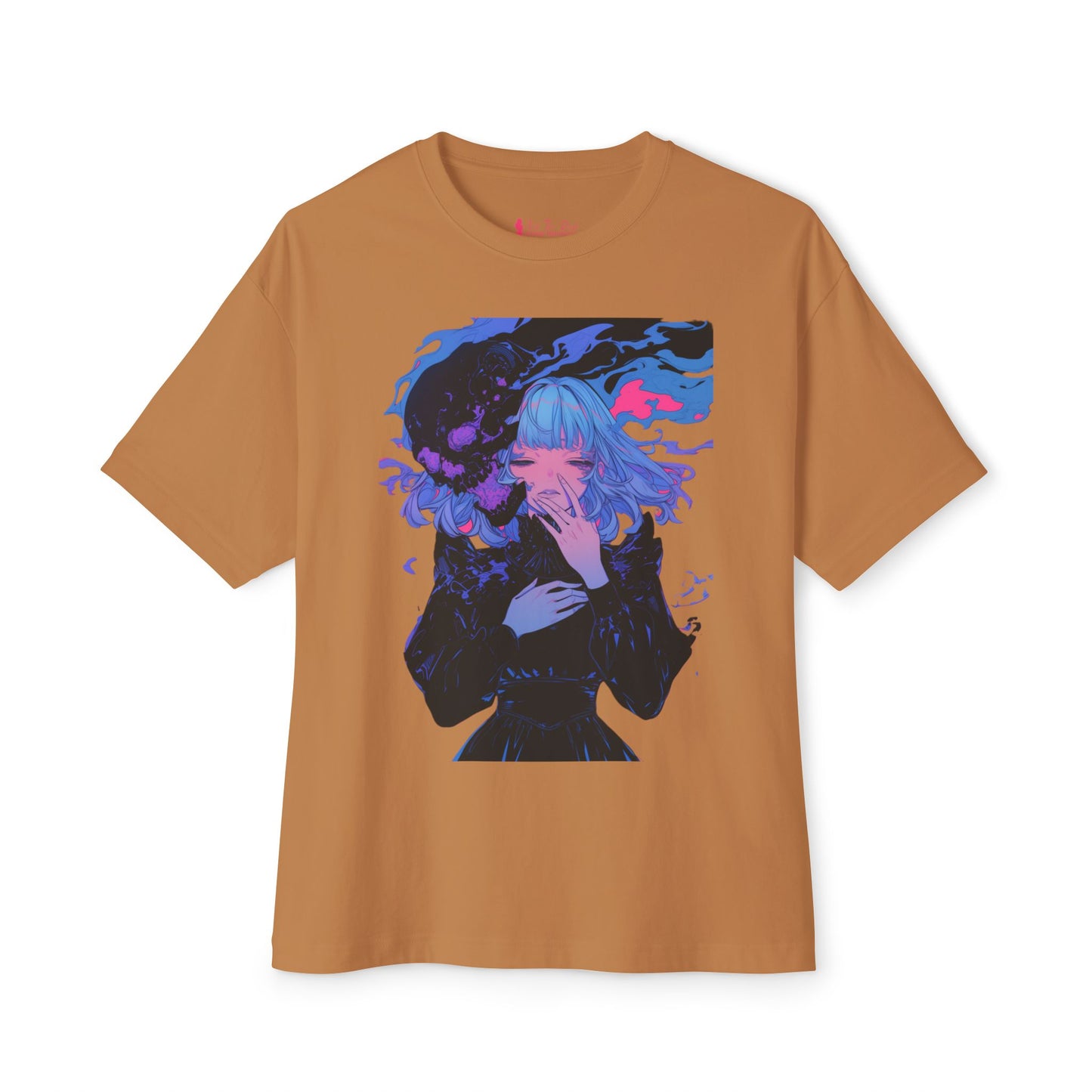 Oversized Tee Haunted Anime Girl Print