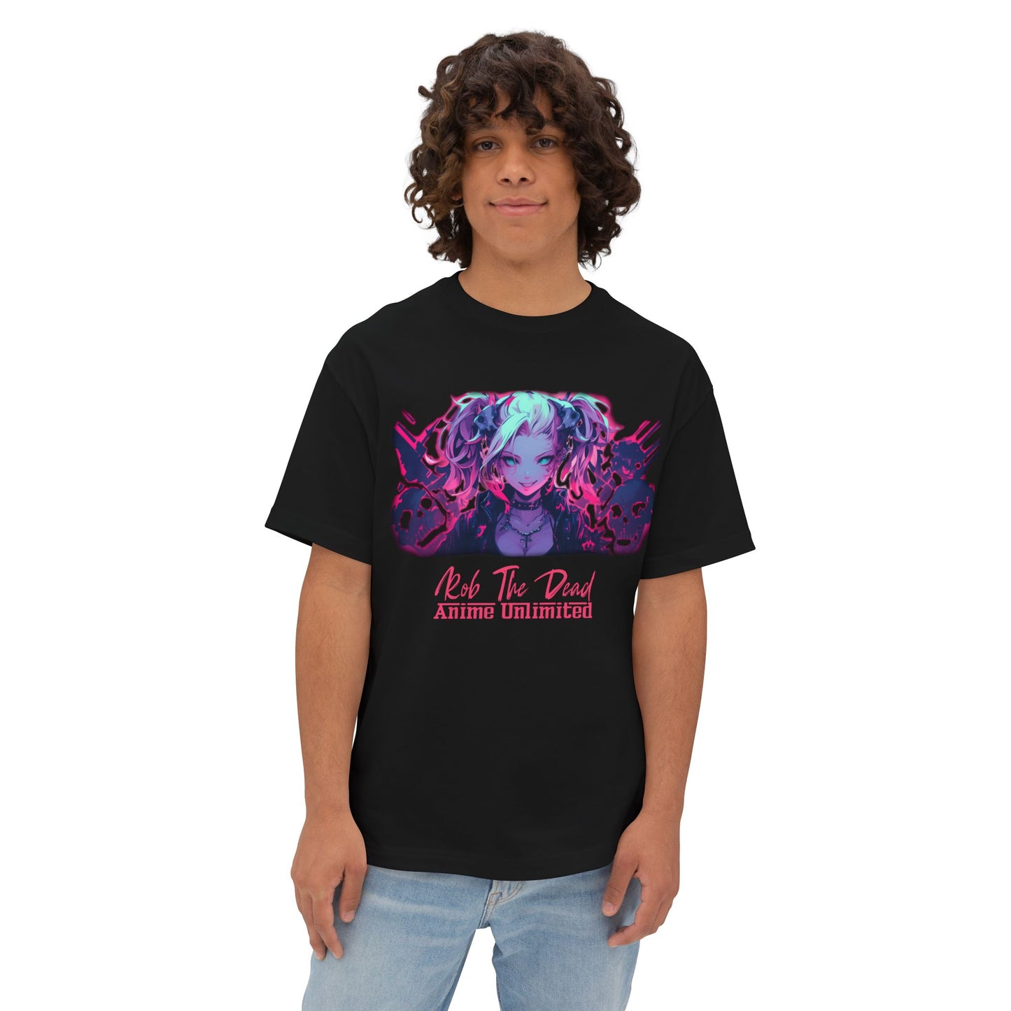 Anime Girl with Skulls Oversized Tee