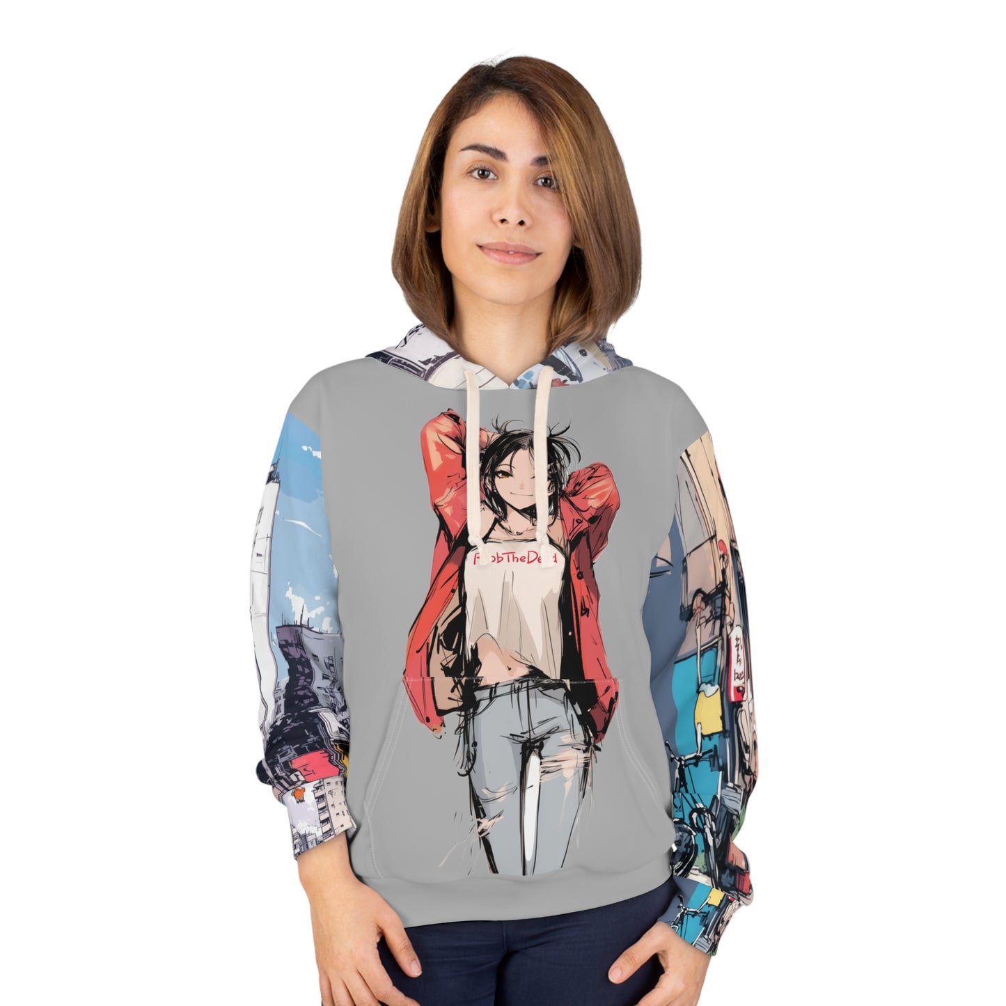 Casual Girl with Cityscape Unisex Hoodie