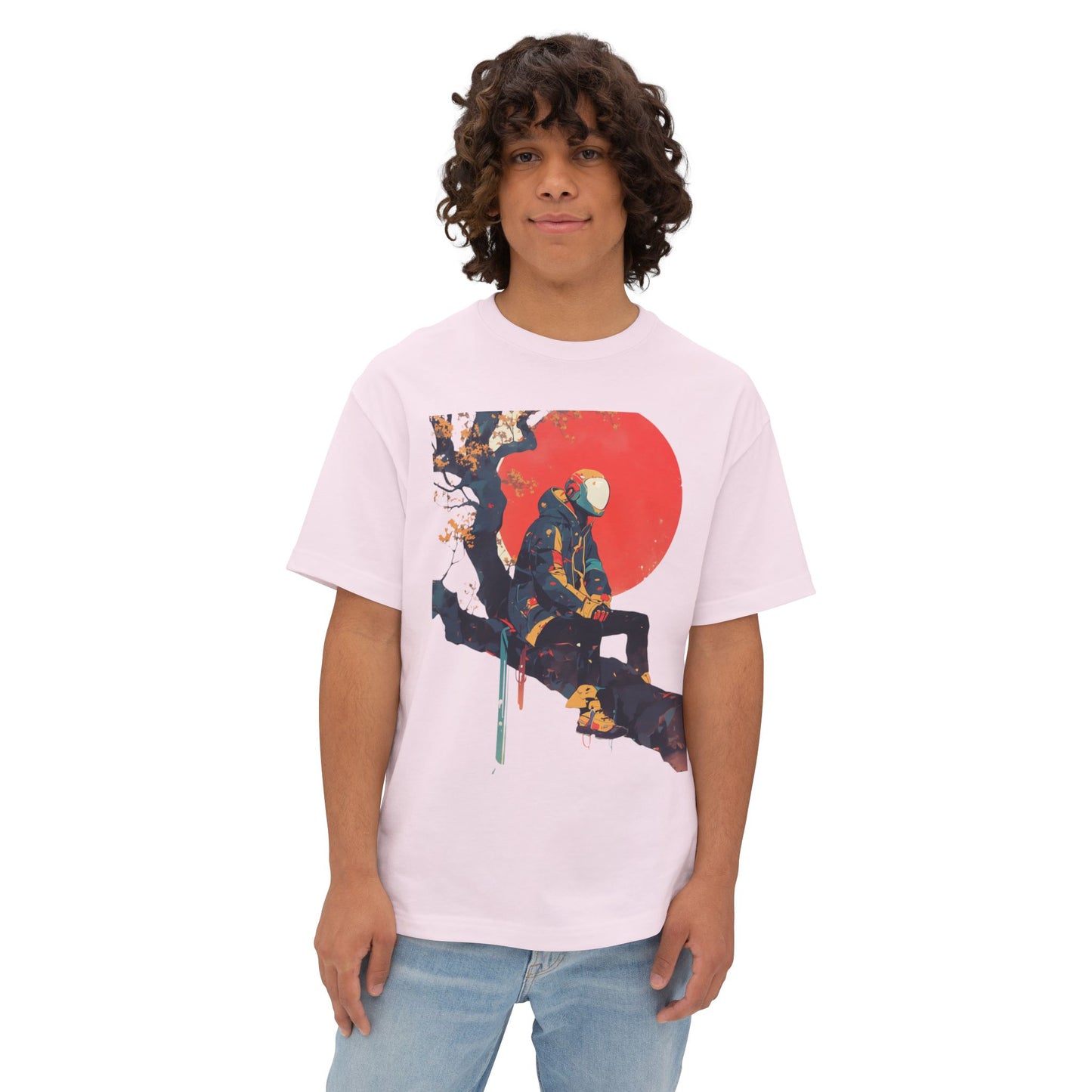 Oversized Tee - Cyber Kid Resting on Tree Branch