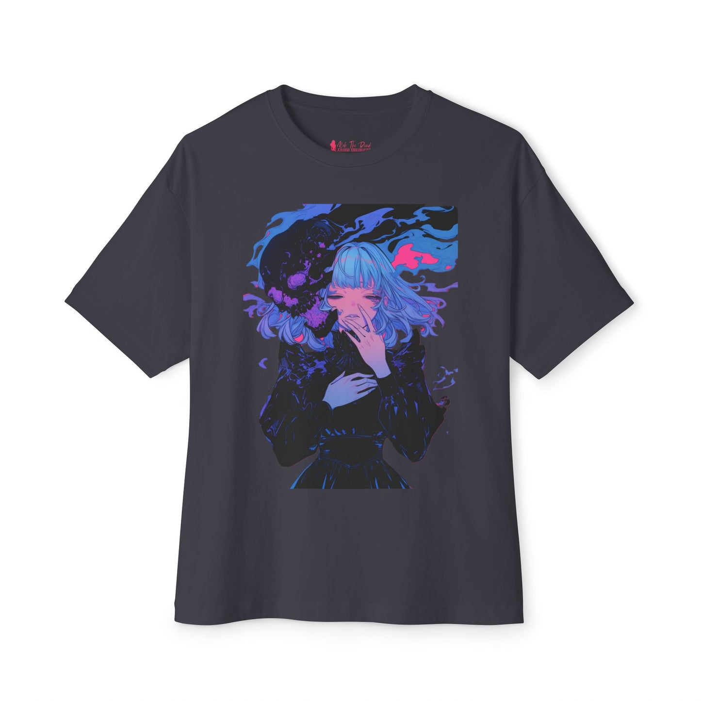 Oversized Tee Haunted Anime Girl Print