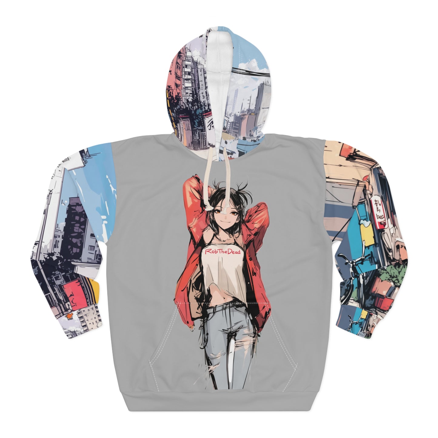 Casual Girl with Cityscape Unisex Hoodie