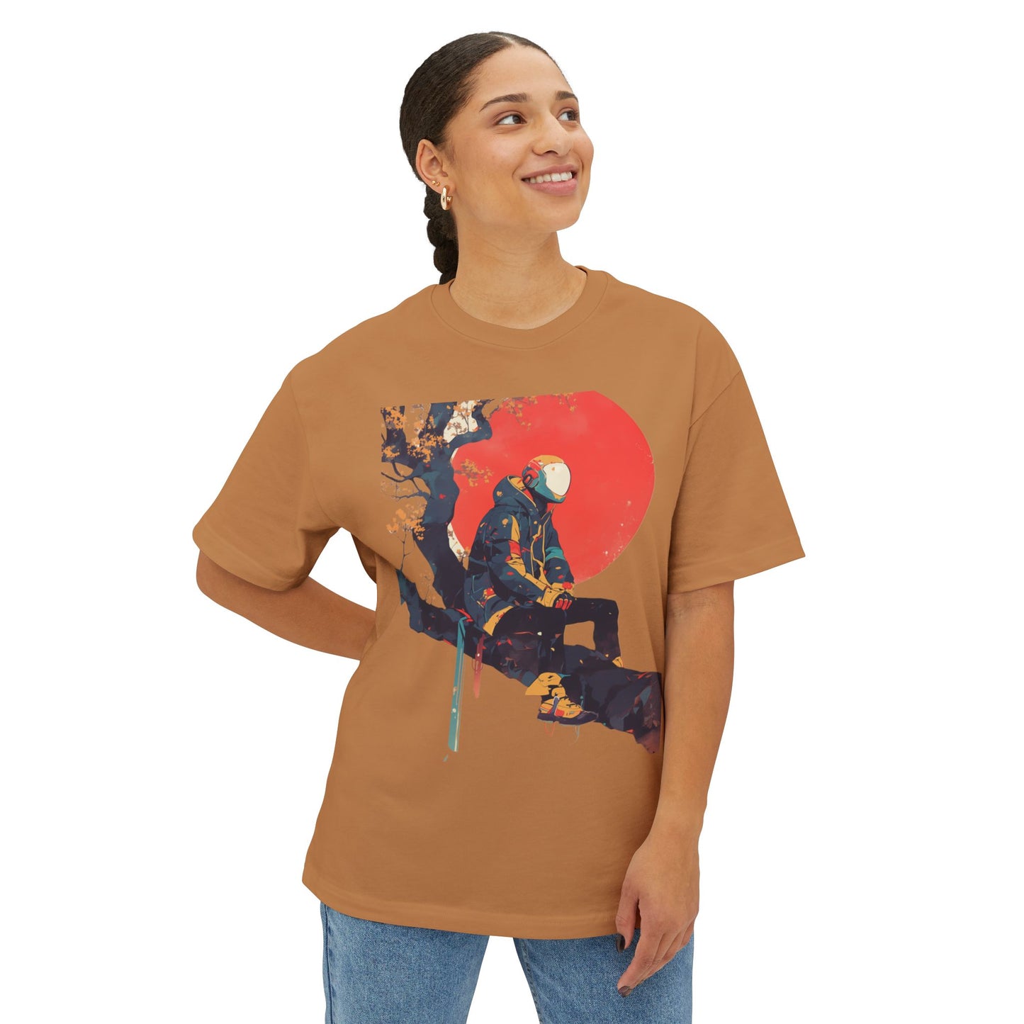 Oversized Tee - Cyber Kid Resting on Tree Branch