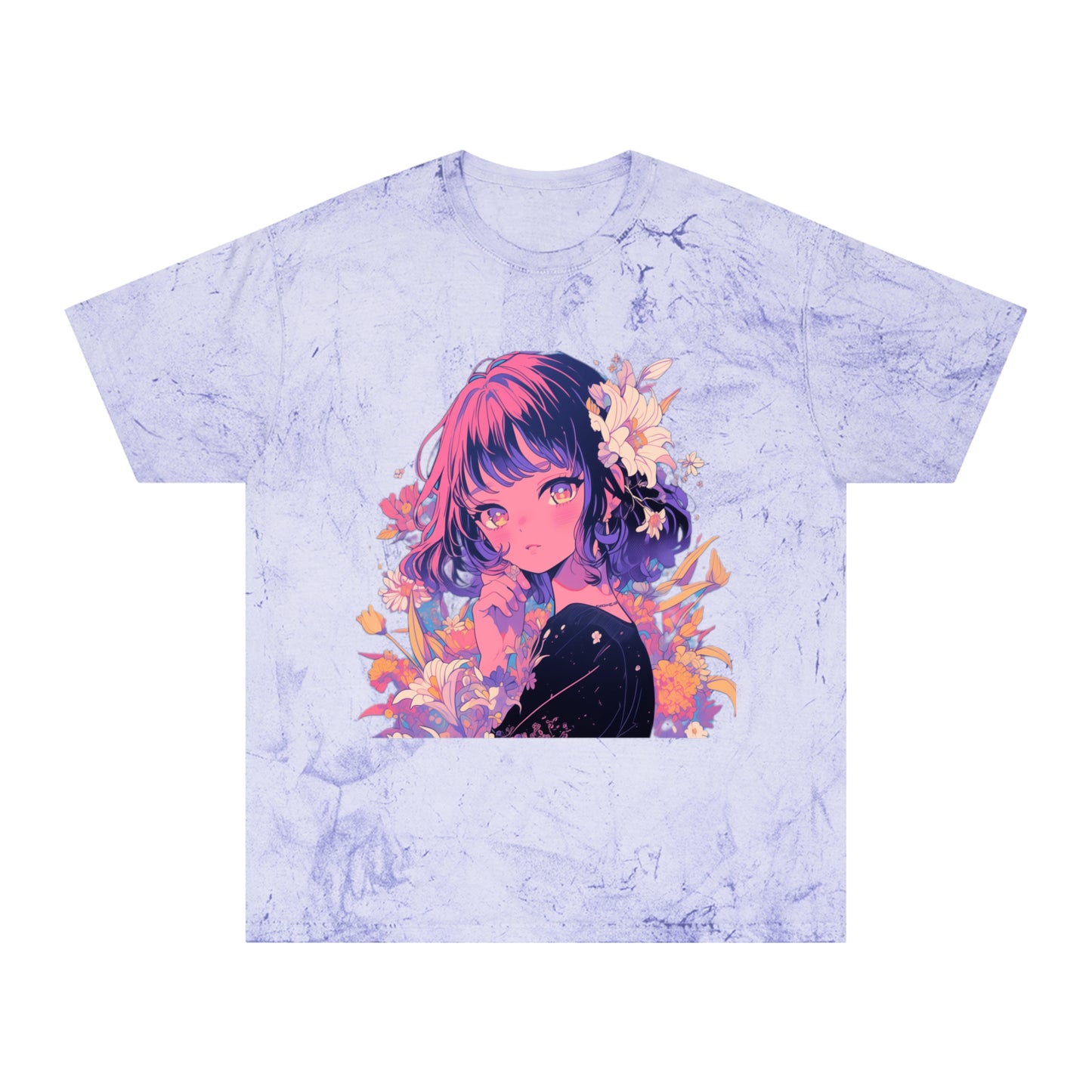 T-Shirt Surrealist Anime Girl with Flowers Design