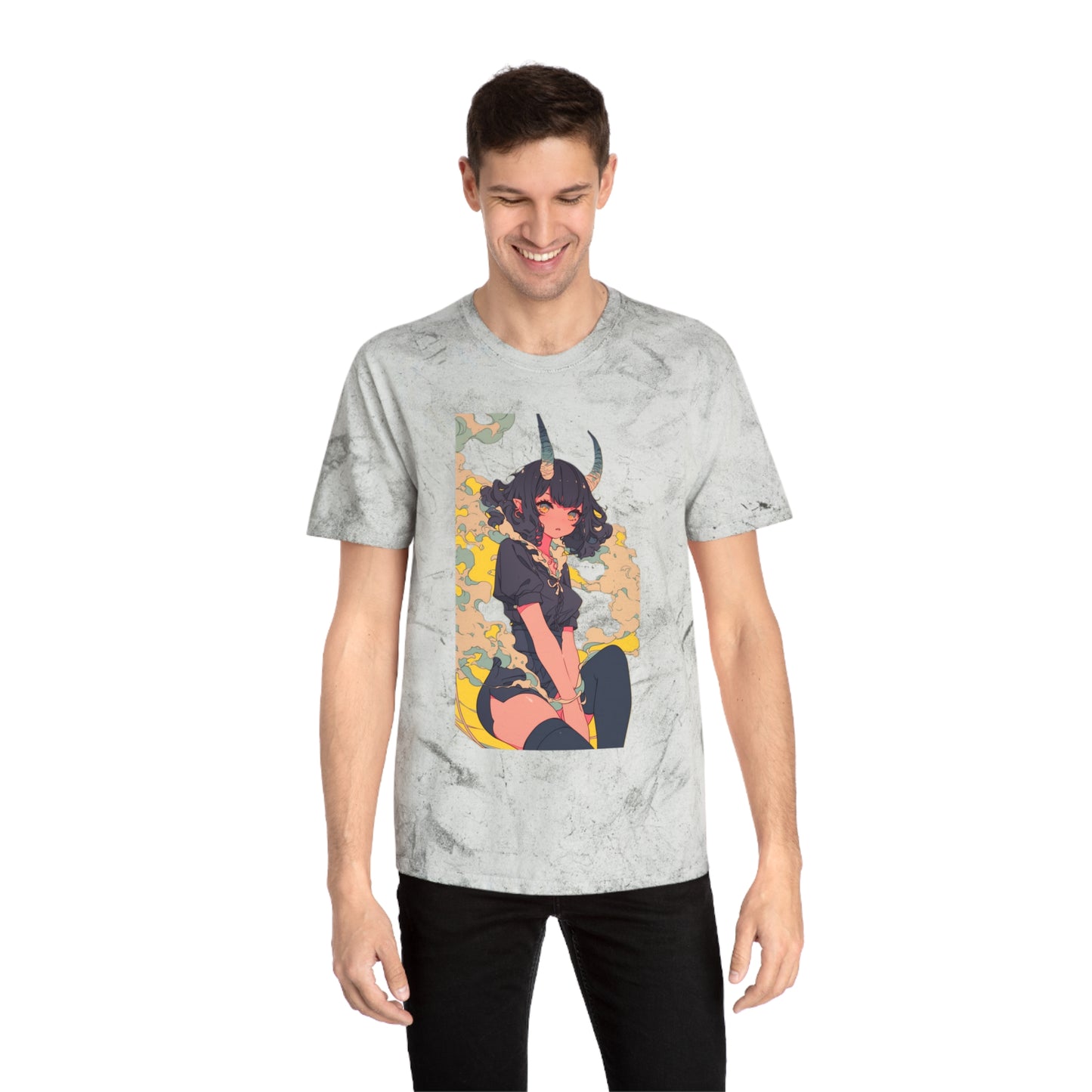 Color Blast T-Shirt with Kawaii Demon Girl Design