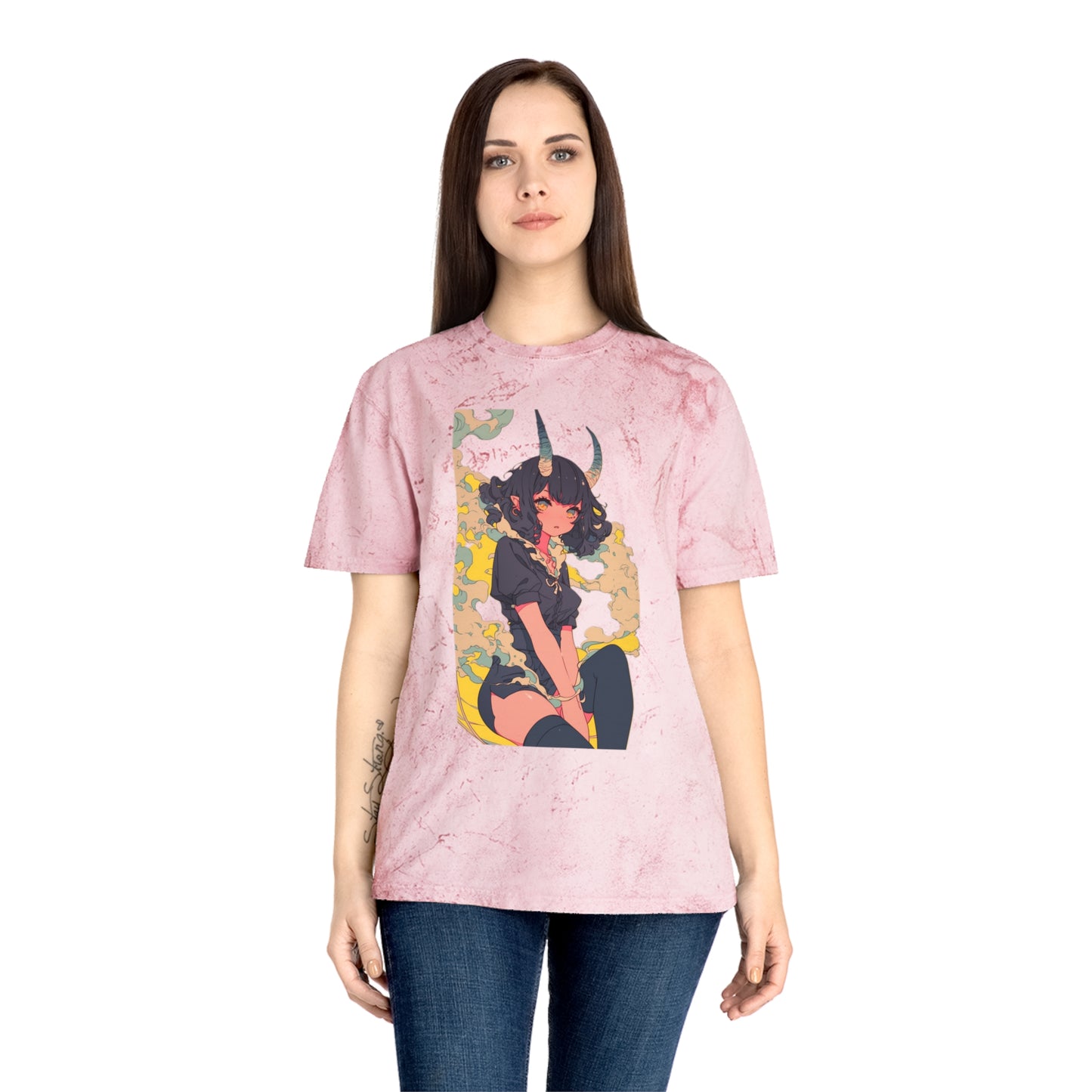 Color Blast T-Shirt with Kawaii Demon Girl Design