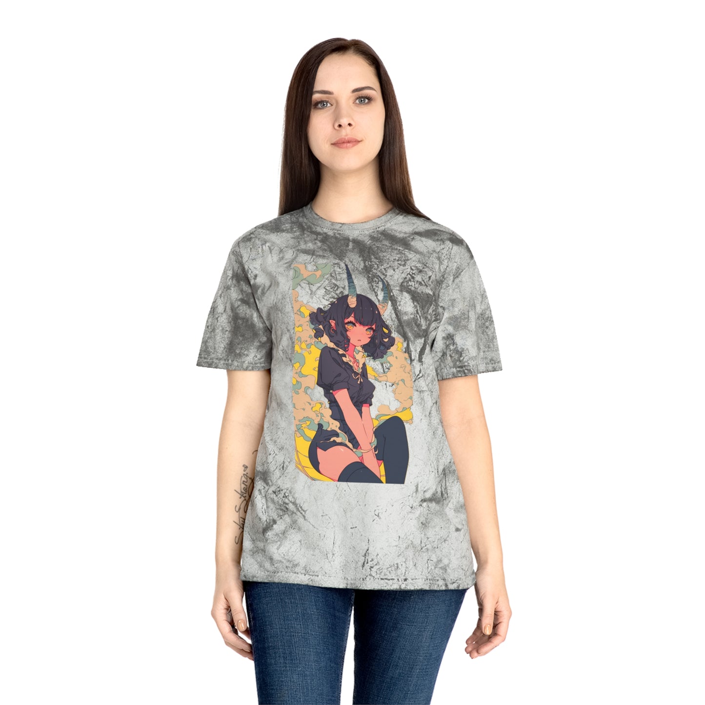 Color Blast T-Shirt with Kawaii Demon Girl Design