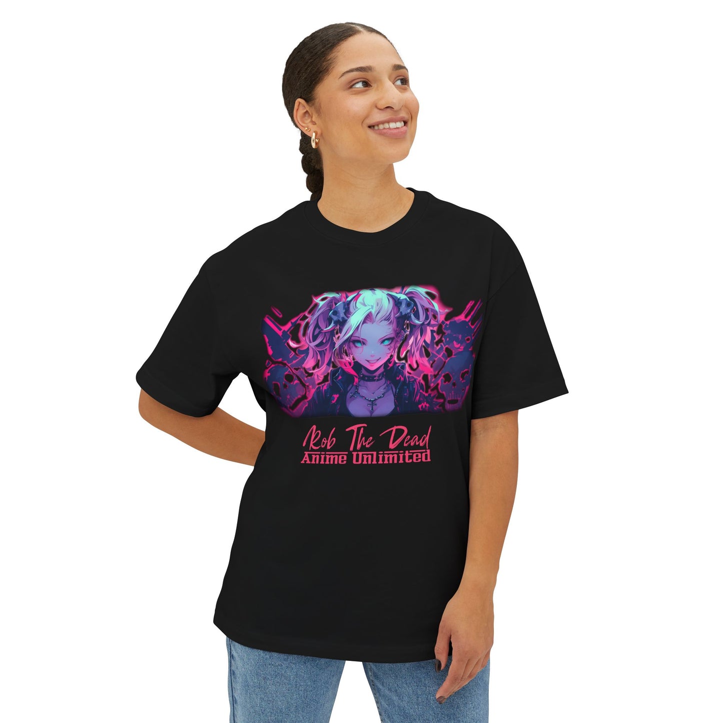 Anime Girl with Skulls Oversized Tee