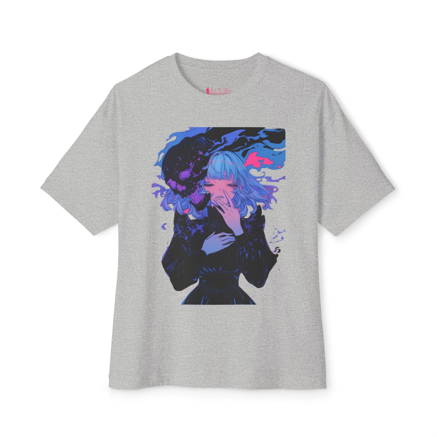 Oversized Tee Haunted Anime Girl Print