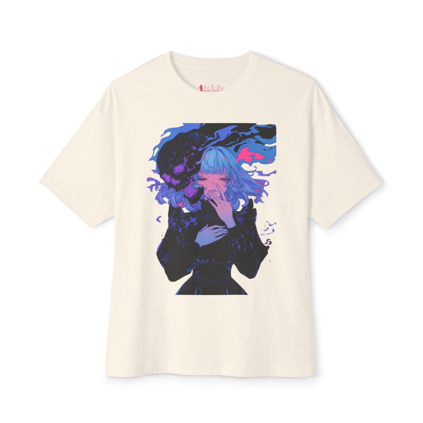 Oversized Tee Haunted Anime Girl Print