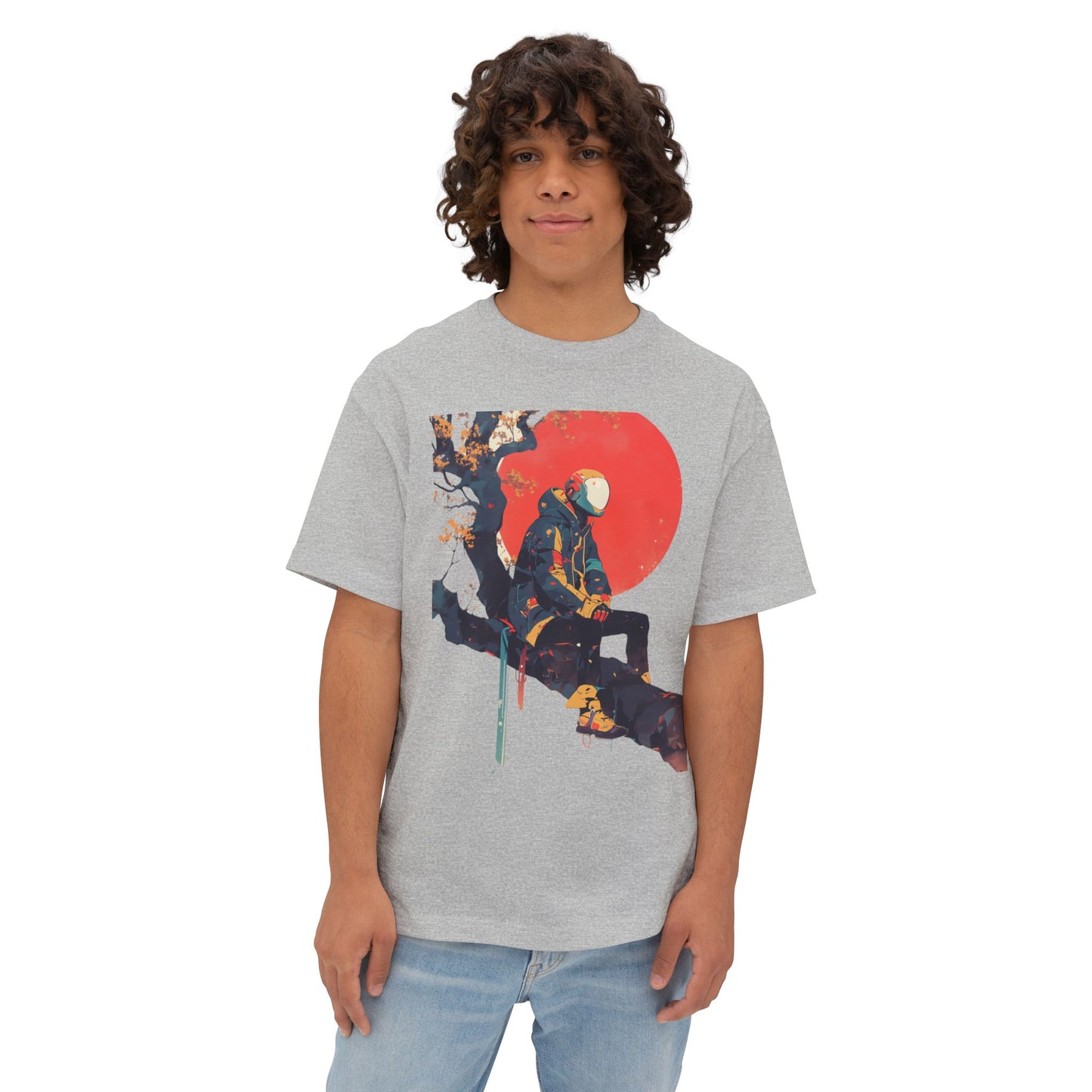 Oversized Tee - Cyber Kid Resting on Tree Branch