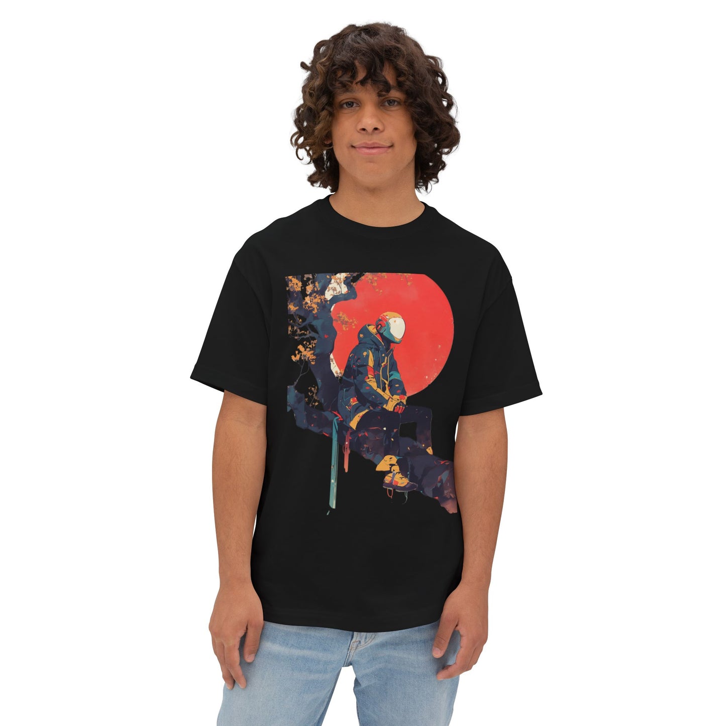 Oversized Tee - Cyber Kid Resting on Tree Branch