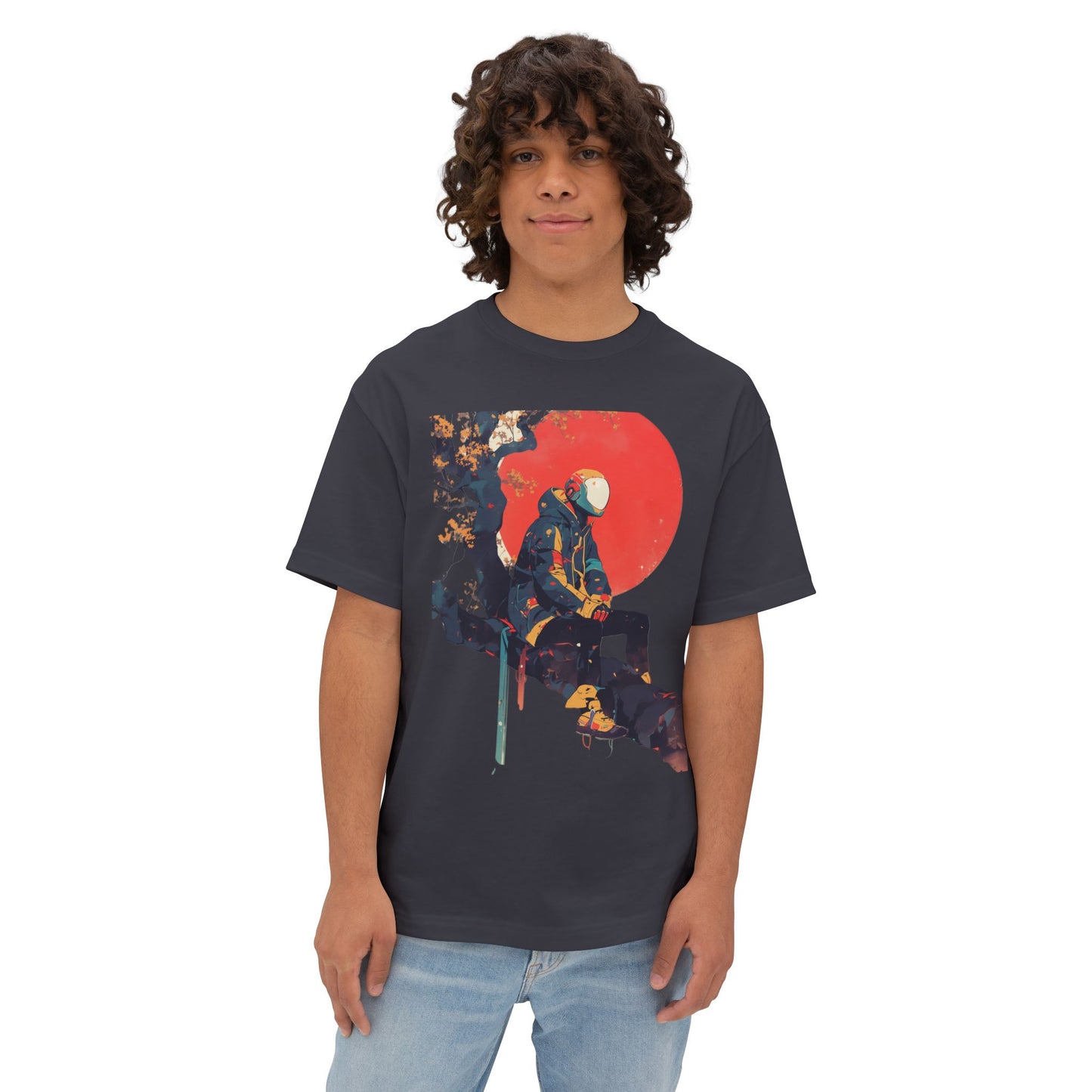 Oversized Tee - Cyber Kid Resting on Tree Branch