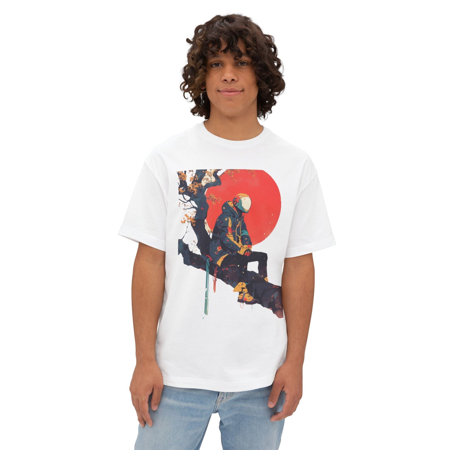 Oversized Tee - Cyber Kid Resting on Tree Branch