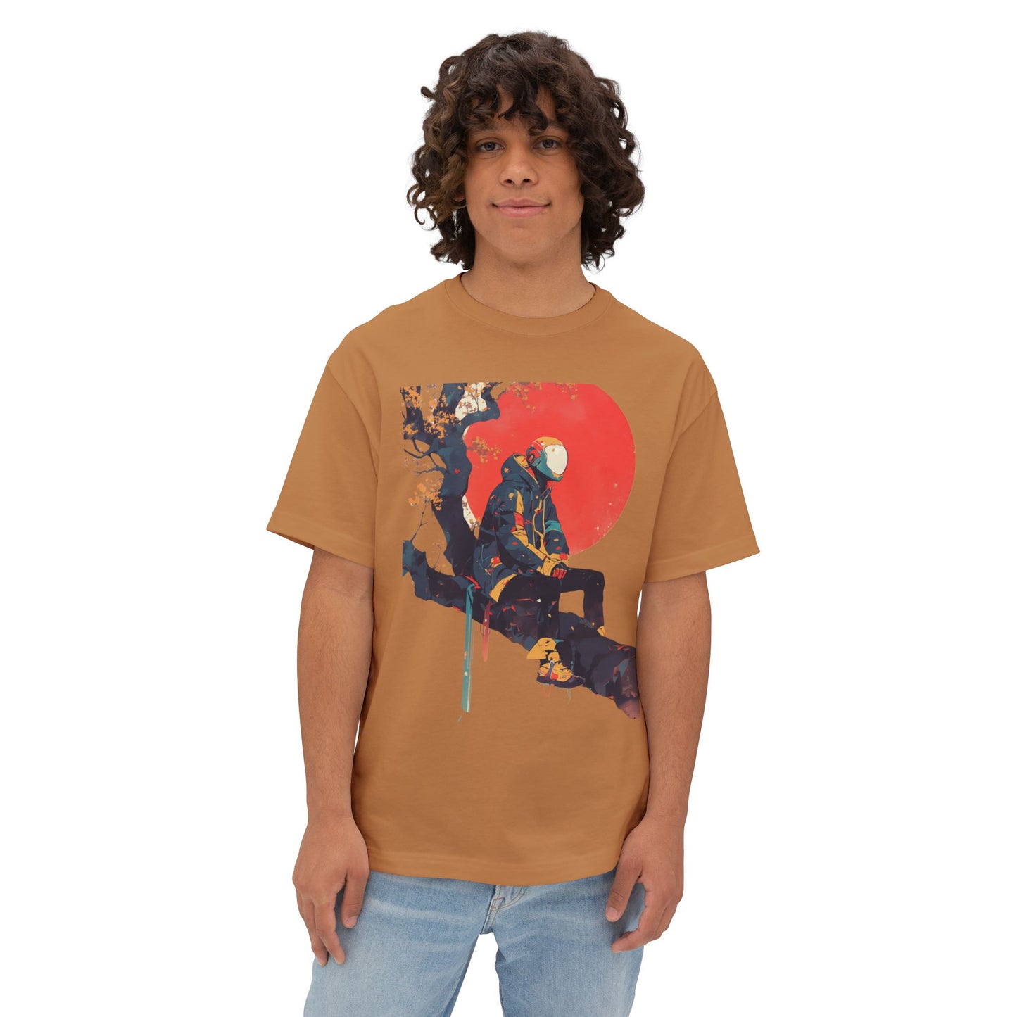 Oversized Tee - Cyber Kid Resting on Tree Branch