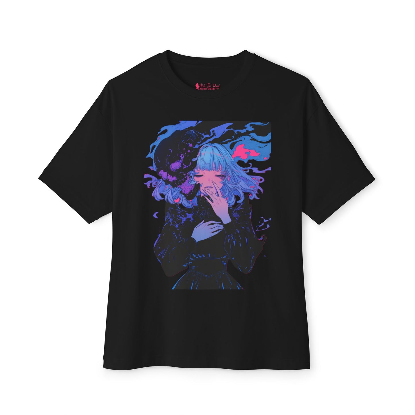 Oversized Tee Haunted Anime Girl Print