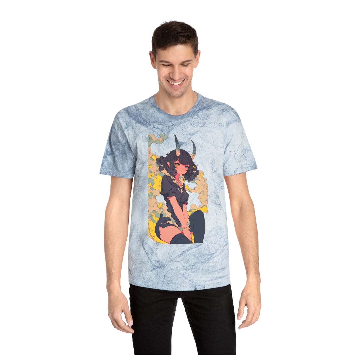 Color Blast T-Shirt with Kawaii Demon Girl Design