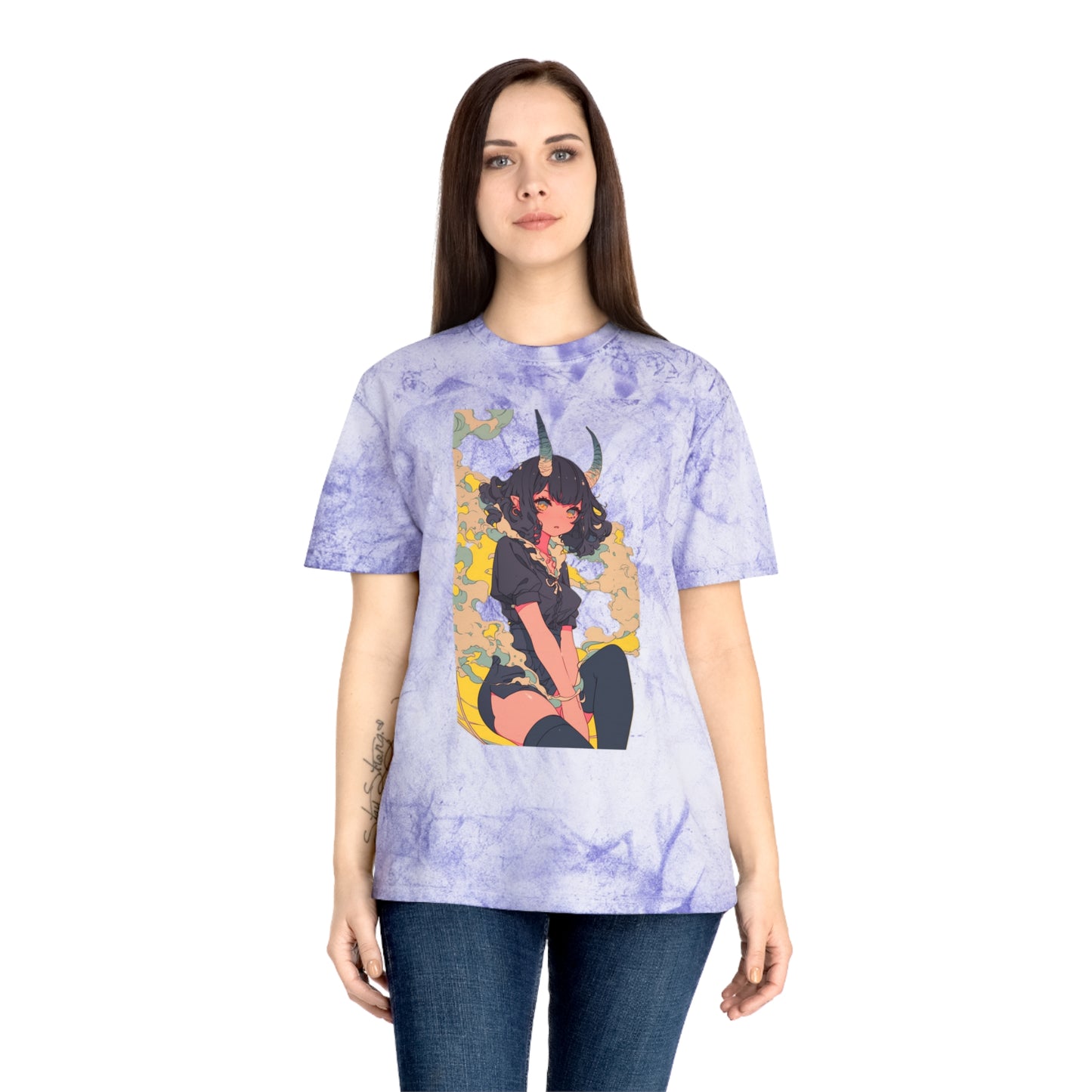 Color Blast T-Shirt with Kawaii Demon Girl Design