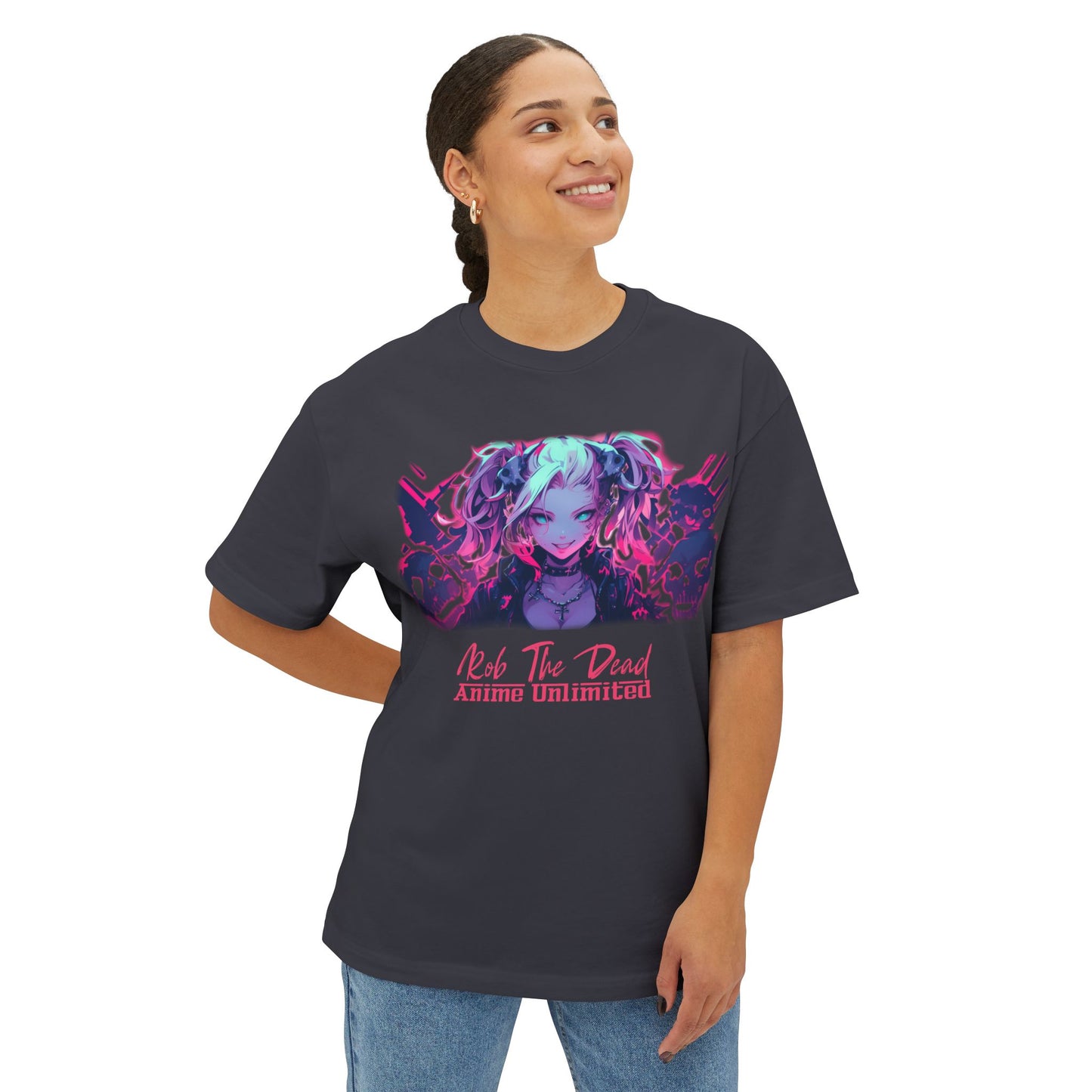 Anime Girl with Skulls Oversized Tee