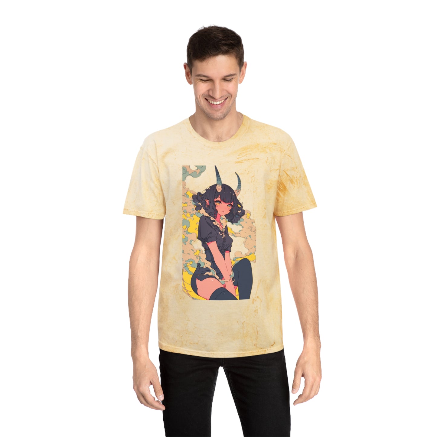 Color Blast T-Shirt with Kawaii Demon Girl Design