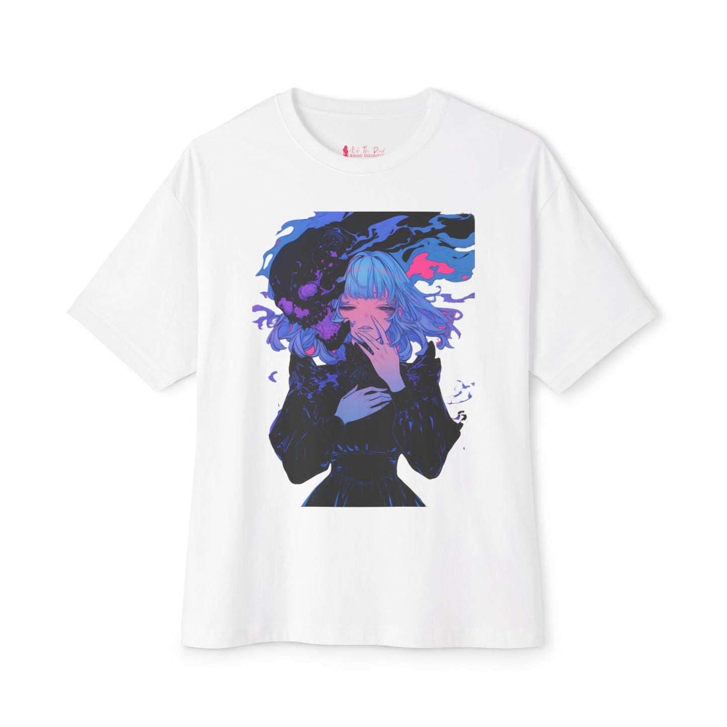 Oversized Tee Haunted Anime Girl Print