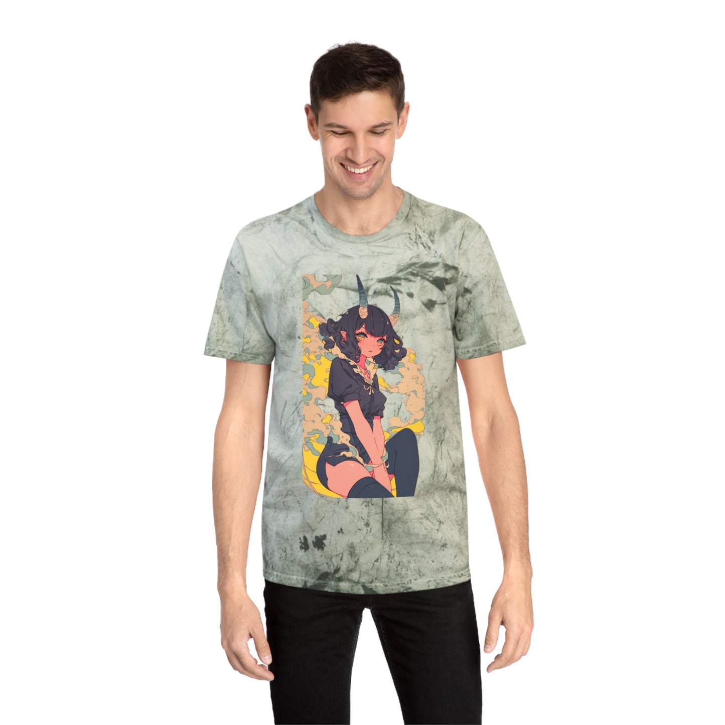 Color Blast T-Shirt with Kawaii Demon Girl Design