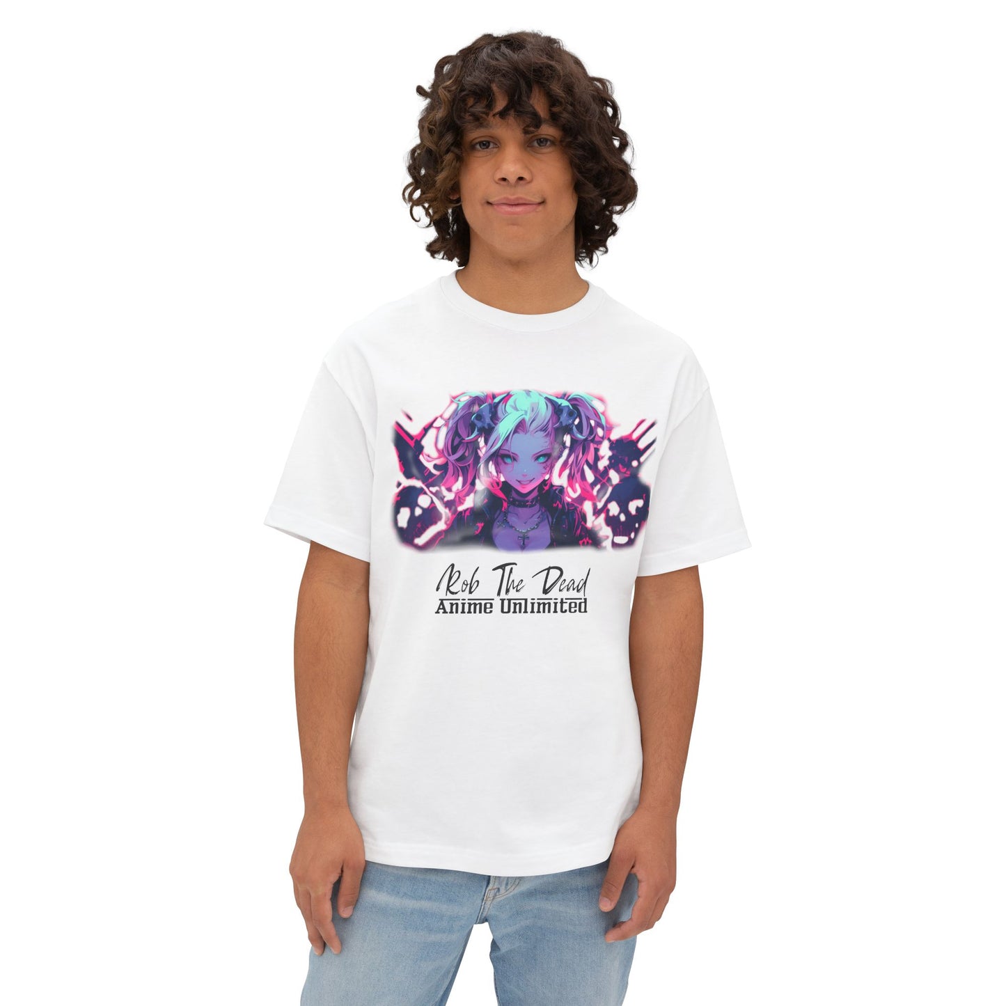 Anime Girl with Skulls Oversized Tee