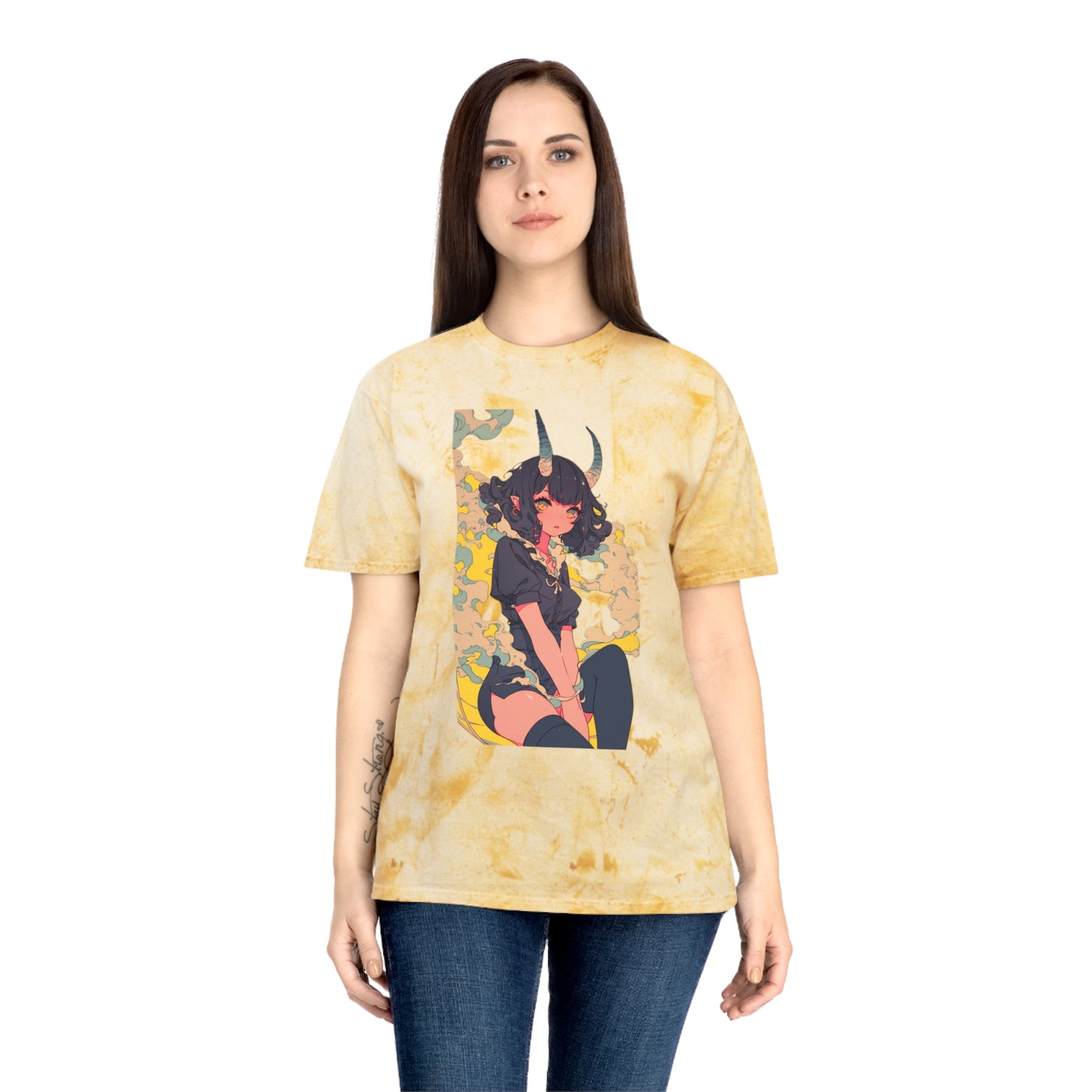 Color Blast T-Shirt with Kawaii Demon Girl Design